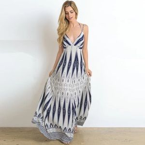 [4Packs] Deep V Neckline Backless Maxi Dress